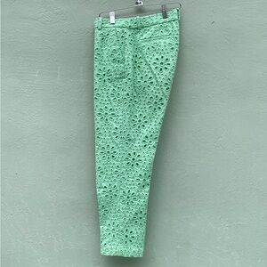 J Crew sherbet green eyelet Capri Pants